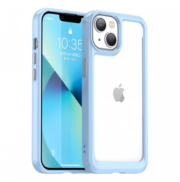 Outer Space Case iPhone 14 Plus hårt skal med gelram blå