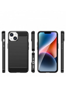 Carbon Case för iPhone 14 Plus flexibelt gel bakskal svart