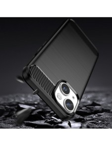 Carbon Case för iPhone 14 Plus flexibelt gel bakskal svart
