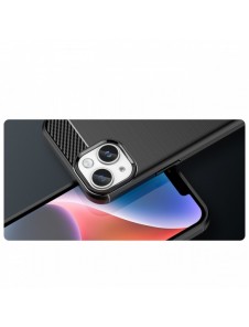 Carbon Case för iPhone 14 Plus flexibelt gel bakskal svart