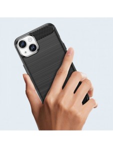 Carbon Case för iPhone 14 Plus flexibelt gel bakskal svart