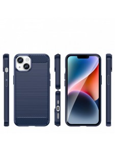 Carbon Case för iPhone 14 Plus flexibelt bakskal i gel blått