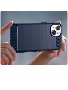 Carbon Case för iPhone 14 Plus flexibelt bakskal i gel blått