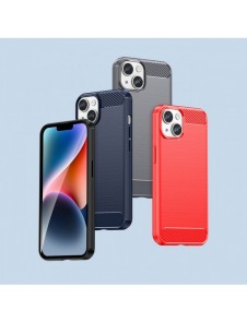 Carbon Case för iPhone 14 Plus flexibelt bakskal i gel blått