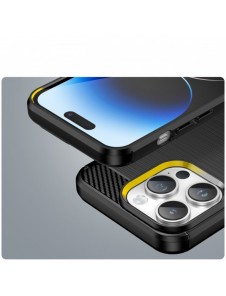Carbon Case iPhone 14 Pro flexibelt gel bakskal svart