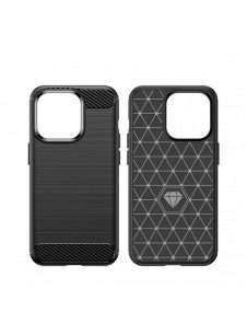 Carbon Case iPhone 14 Pro flexibelt gel bakskal svart