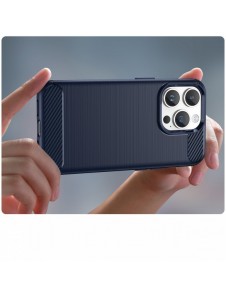 Carbon Case iPhone 14 Pro flexibelt gel bakskal blå