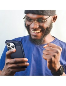 Carbon Case iPhone 14 Pro flexibelt gel bakskal blå