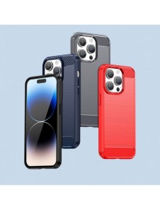 Carbon Case iPhone 14 Pro flexibelt gel bakskal blå