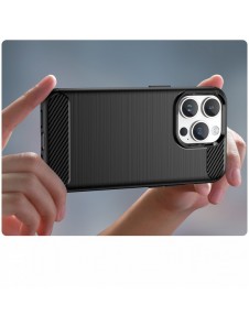 Carbon Case iPhone 14 Pro Max flexibelt gel bakskal svart