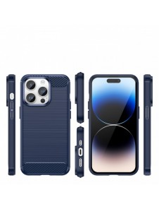 Carbon Case för iPhone 14 Pro Max flexibelt bakskal i gel blått