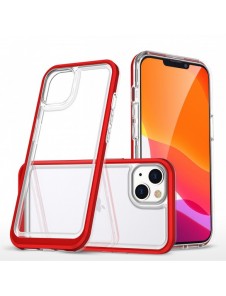Klart 3-i-1 fodral för iPhone 14 silikonskal med ram röd