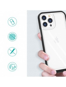 Klart 3-i-1 fodral för iPhone 14 Plus silikonskal med ram blå