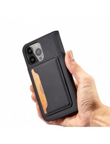 Magnet Kortfodral fodral för iPhone 14 flip cover plånboksställ svart