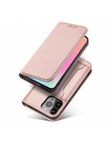 Magnetkortfodral för iPhone 14 flip cover plånboksställ rosa