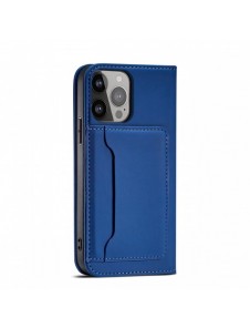 Magnetkortfodral för iPhone 14 Plus flip cover plånboksställ blå