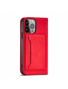 Magnetkortfodral för iPhone 14 Plus flip-fodral plånboksställ rött