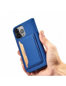 Magnetkortfodral för iPhone 14 Pro flip cover plånboksställ blå