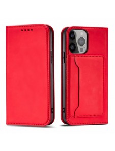 Magnetkortfodral för iPhone 14 Pro flip-fodral plånboksställ rött