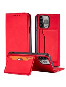 Magnetkortfodral för iPhone 14 Pro flip-fodral plånboksställ rött
