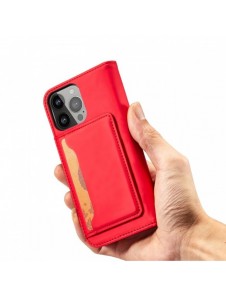 Magnetkortfodral för iPhone 14 Pro flip-fodral plånboksställ rött