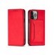 Magnetkortfodral för iPhone 14 Pro Max flip-fodral plånboksställ rött