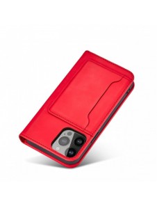 Magnetkortfodral för iPhone 14 Pro Max flip-fodral plånboksställ rött