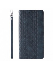 Magnet Strap Case Fodral för iPhone 14 Flip Wallet Mini Lanyard Stand Blå