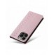 Magnet Strap Case Fodral för iPhone 14 Plus Flip Wallet Mini Lanyard Stand Rosa