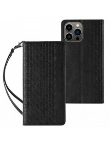 Magnet Strap Fodral för iPhone 14 Pro Flip Wallet Mini Lanyard Stand Svart