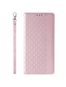 Magnet Strap Case Fodral för iPhone 14 Pro Flip Wallet Mini Lanyard Stand Rosa