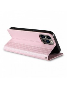 Magnet Strap Case Fodral för iPhone 14 Pro Flip Wallet Mini Lanyard Stand Rosa