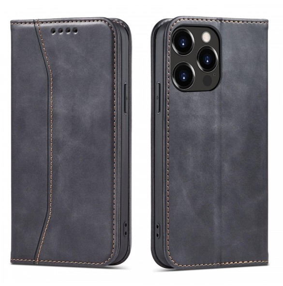Magnet Fancy Case fodral för iPhone 14 flip cover plånboksställ svart