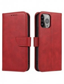 Magnetfodral elegant fodralskal med flik och stativfunktion för iPhone 14 Max röd