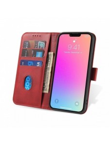 Magnetfodral elegant fodralskal med flik och stativfunktion för iPhone 14 Max röd