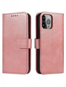 Magnetfodral elegant fodral med flik och stativfunktion för iPhone 14 Max rosa