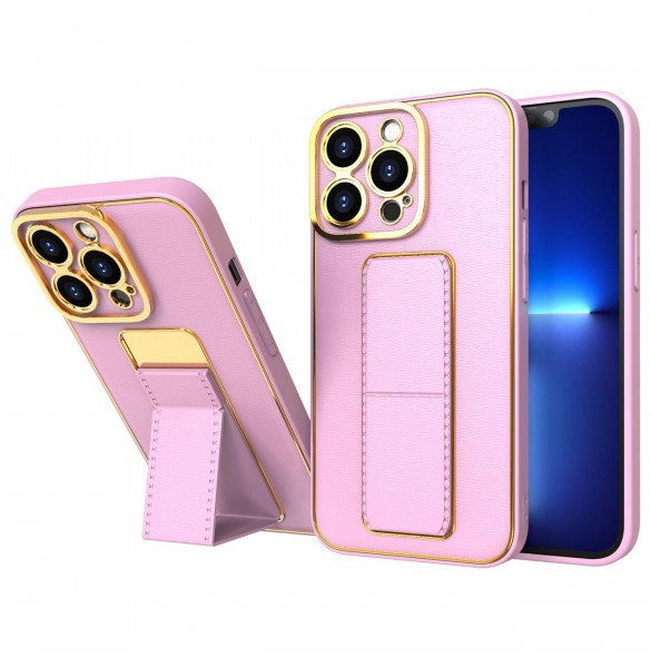 Nytt Kickstand-fodral för iPhone 13 Pro med rosa stativ