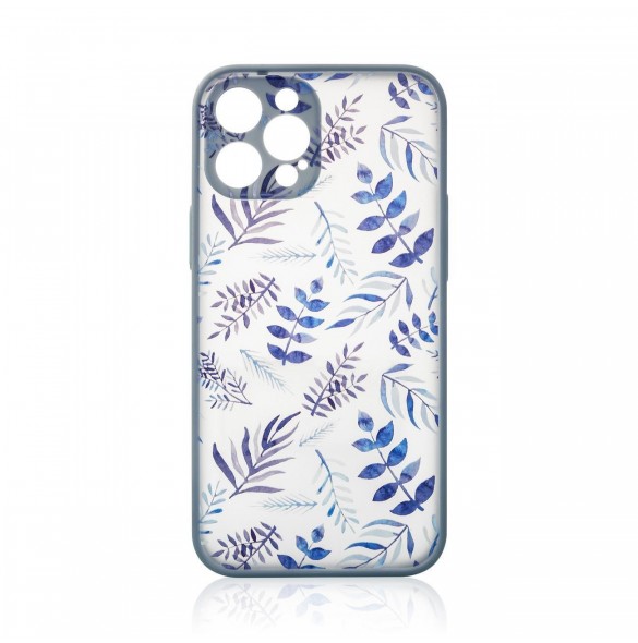 Designfodral för iPhone 12 Pro ett blomfodral mörkblått