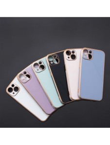 Lighting Color Fodral för iPhone 12 Pro gel skal med gyllene ram grå