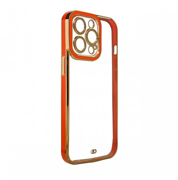 Modefodral till iPhone 12 Pro Gold Frame Gel Cover Röd