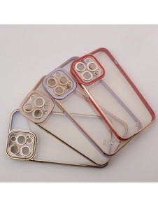 Modefodral till iPhone 12 Pro Gold Frame Gel Cover Röd