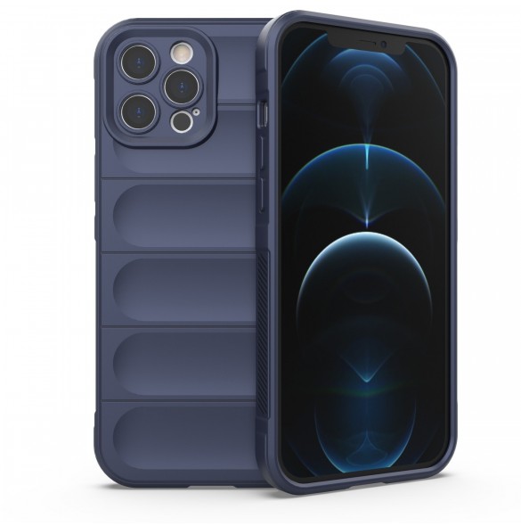 Magic Shield Case-fodral för iPhone 12 Pro Max flexibelt bepansrat mörkblått skal
