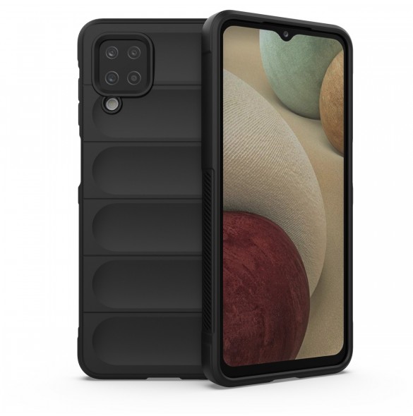Magic Shield Case fodral för Samsung Galaxy A12 flexibelt pansarskal svart