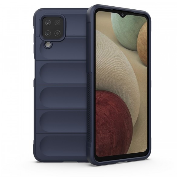 Magic Shield Case-fodral för Samsung Galaxy A12 flexibelt pansarskal mörkblått