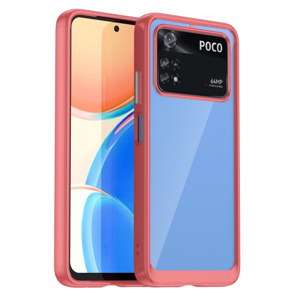 Outer Space Case Xiaomi Poco M4 Pro skal med en flexibel ram röd
