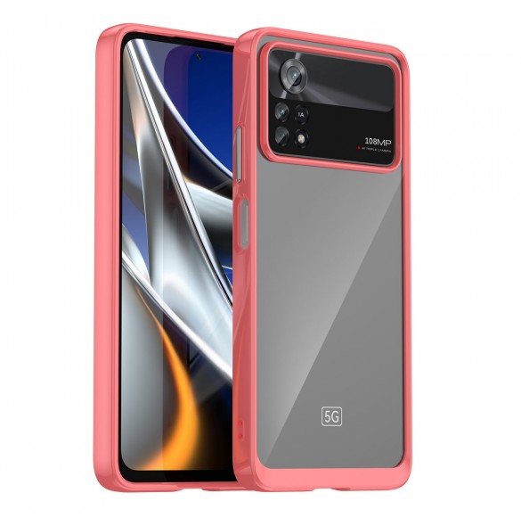 Outer Space Case Xiaomi Poco X4 Pro 5G skal med en flexibel ram röd