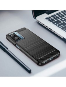 Carbon Case för Xiaomi Poco F4 5G flexibel silikon kolfodral svart