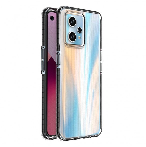 Spring Case för Realme 9 Pro+ / Realme 9 silikonskydd med ram svart