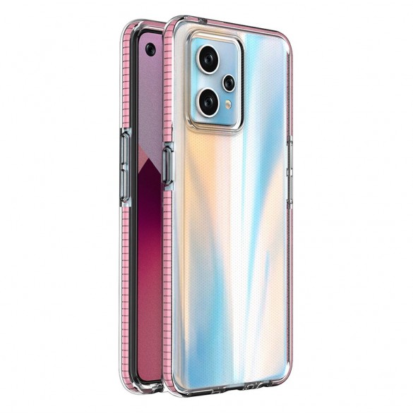 Spring Case för Realme 9 Pro+ / Realme 9 silikonöverdrag med ram ljusrosa