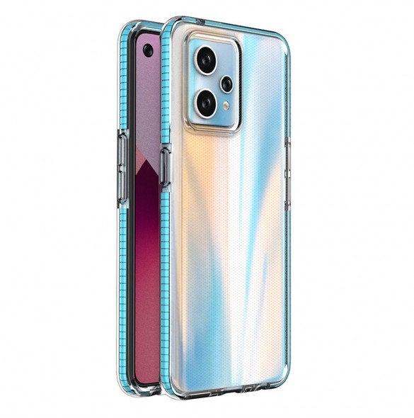 Spring Case för Realme 9 Pro+ / Realme 9 silikonöverdrag med ram ljusblå